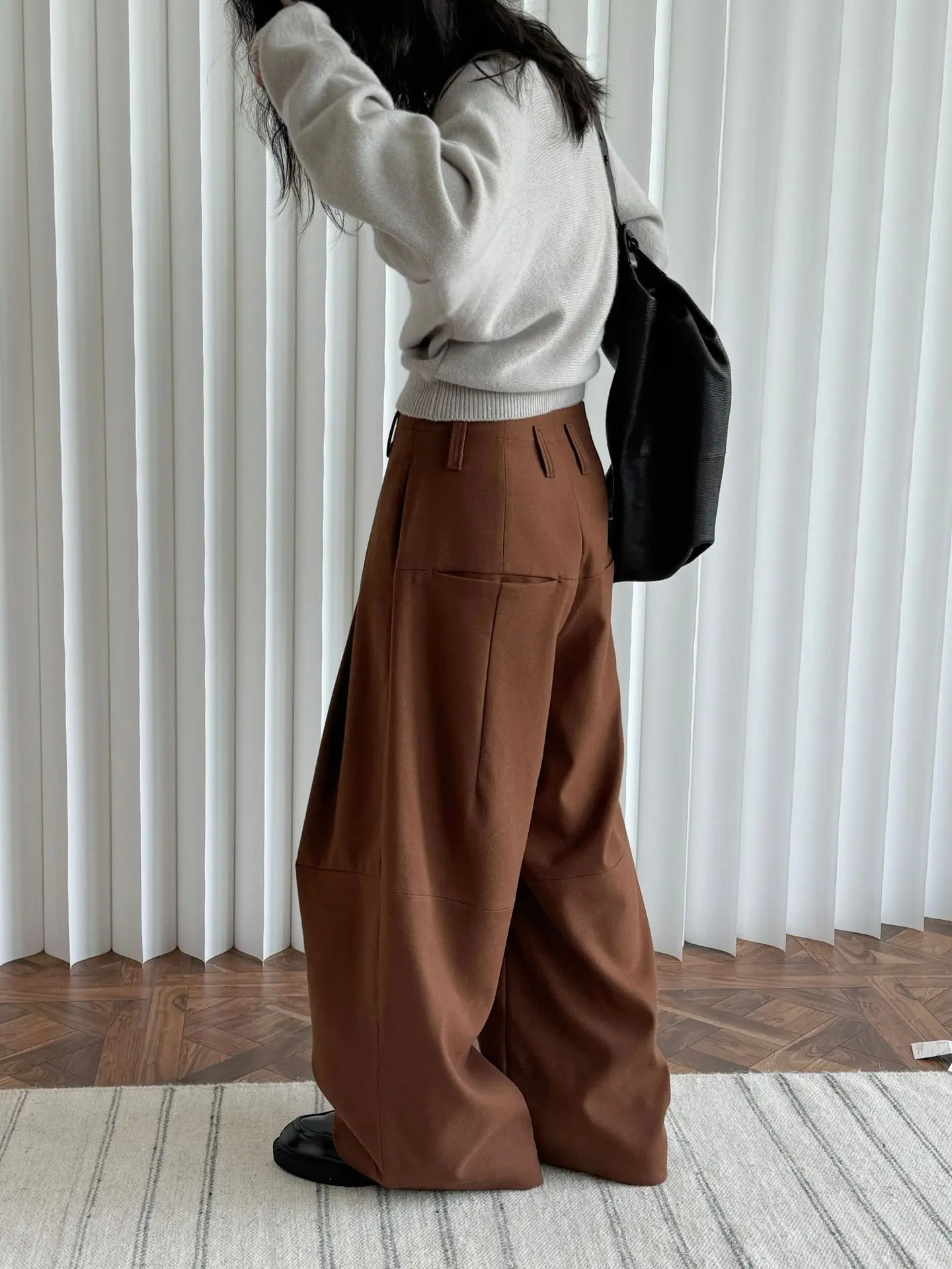 FANAN Office Lady Pleated High Waist Pants For Women Straight Wide Leg Trousers Temperament Clothing Female 2025 New Winter