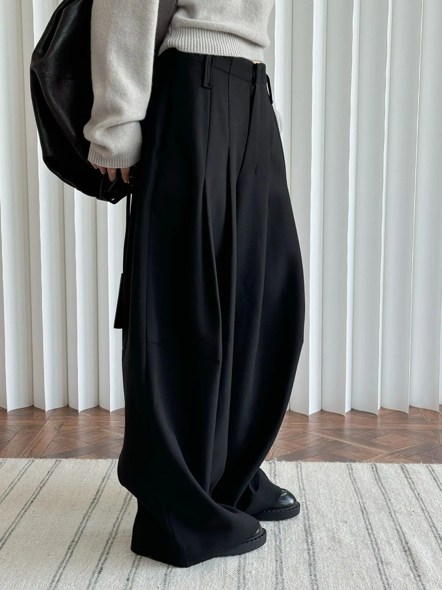 FANAN Office Lady Pleated High Waist Pants For Women Straight Wide Leg Trousers Temperament Clothing Female 2025 New Winter