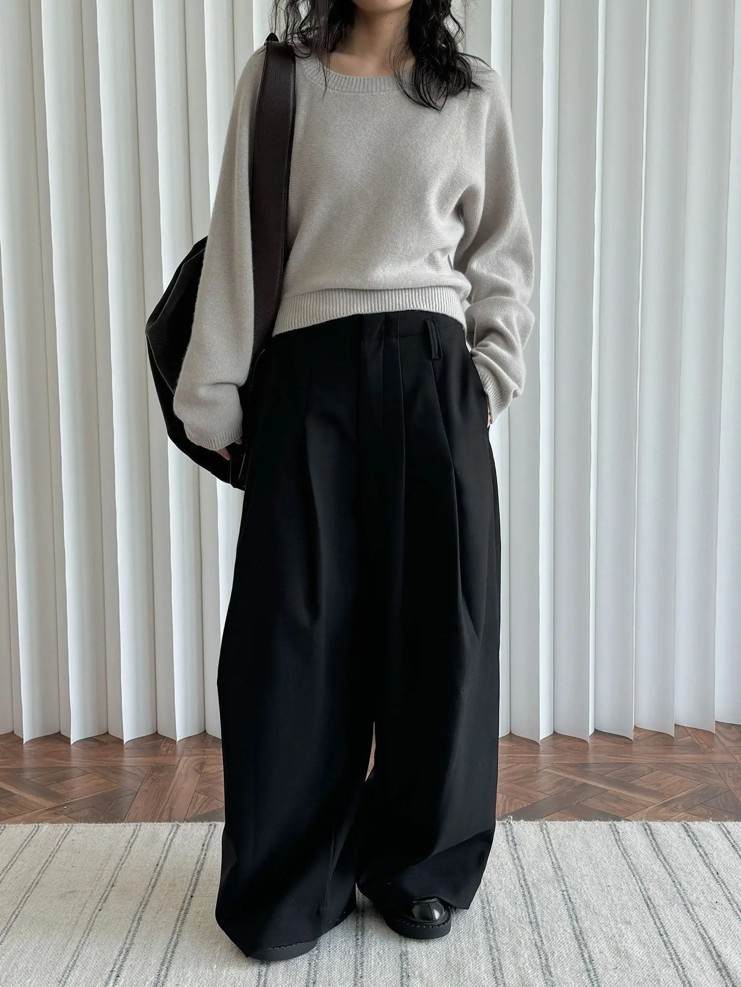 FANAN Office Lady Pleated High Waist Pants For Women Straight Wide Leg Trousers Temperament Clothing Female 2025 New Winter