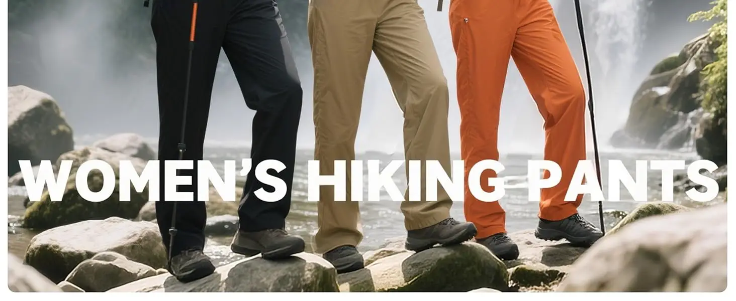 TACVASEN Womens Quick Dry Lightweight Hiking Pants Water Resistant Travel Pants with Zip Pockets Elastic Waist Golf Trousers