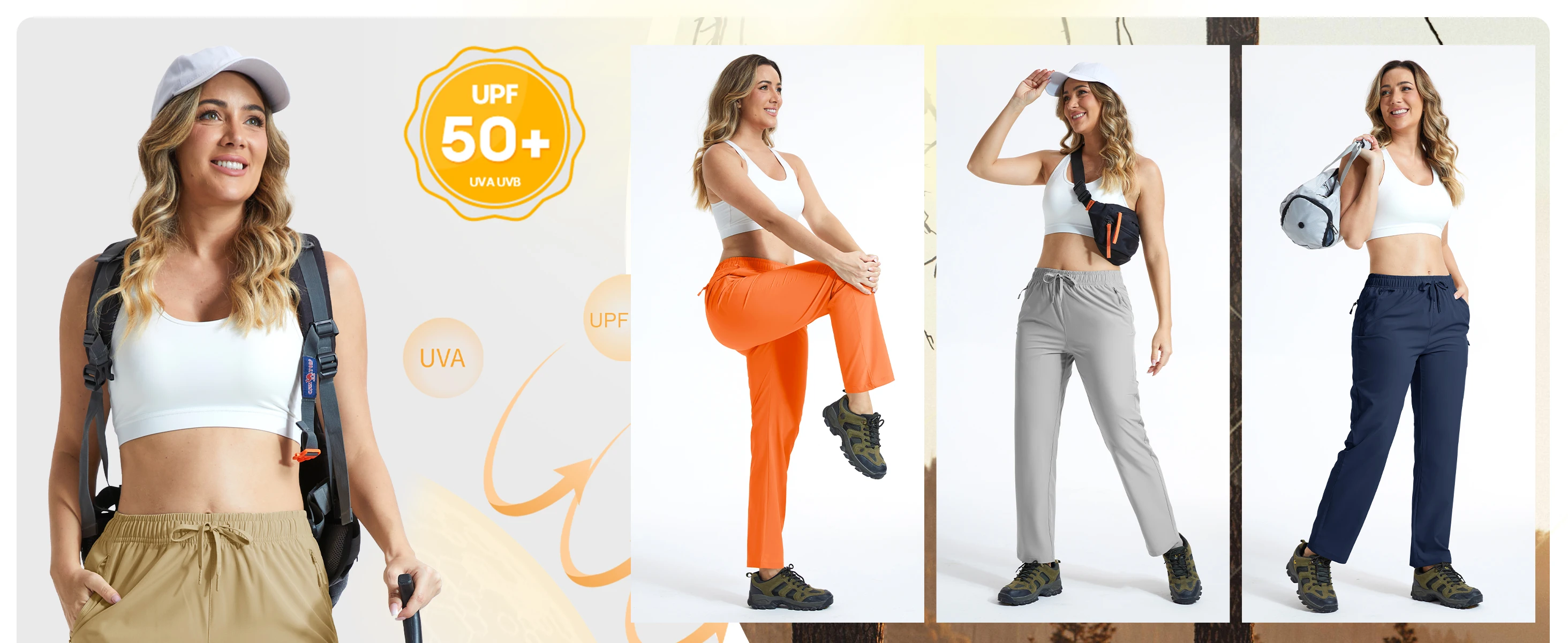 TACVASEN Womens Quick Dry Lightweight Hiking Pants Water Resistant Travel Pants with Zip Pockets Elastic Waist Golf Trousers