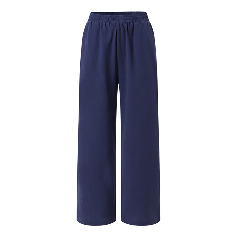 ZANZEA-Summer Women Pants Cotton Linen Elastic Waist Wide-Leg Trousers Casual Lightweight Solid Palazzo Pantalones Woman Bottoms