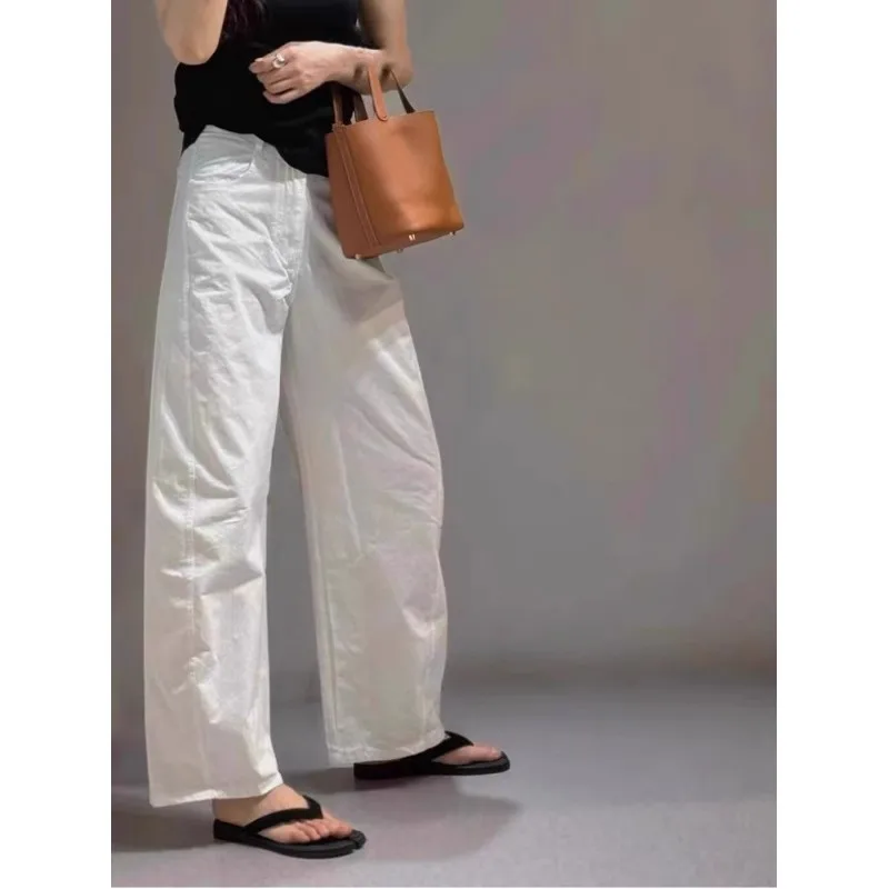 White Cotton and Linen Pants Loose Lazy Casual Pants Women's Spring and Summer Thin Straight Thin Wide-leg Pants