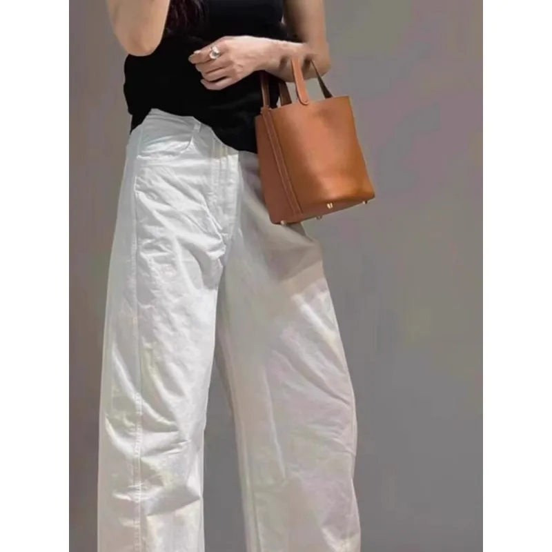 White Cotton and Linen Pants Loose Lazy Casual Pants Women's Spring and Summer Thin Straight Thin Wide-leg Pants