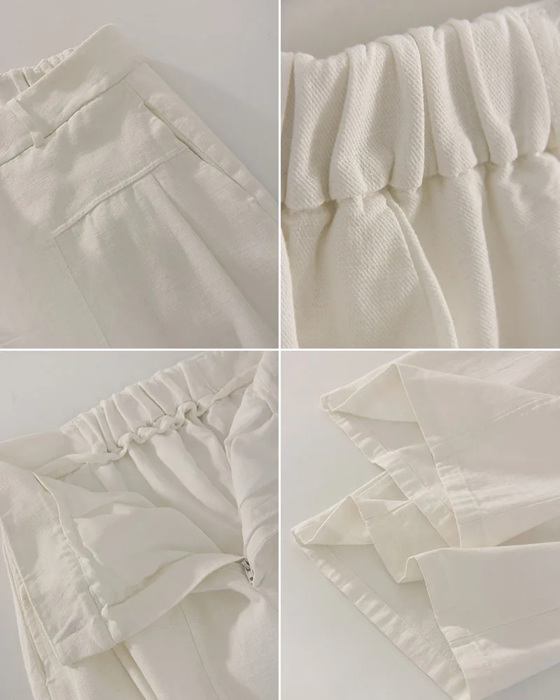 Summer White Pants For Women Cotton Formal High Waist Wide Leg Trousers Ladies Elegant Summer Women's Pants Straight Leg Office