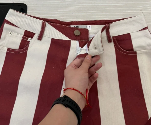 Vintage Stripe Women's Pants Casual Y2k Red Loose Sickle‑shaped Trousers Lady New Street Spring Summer Clothing 2026