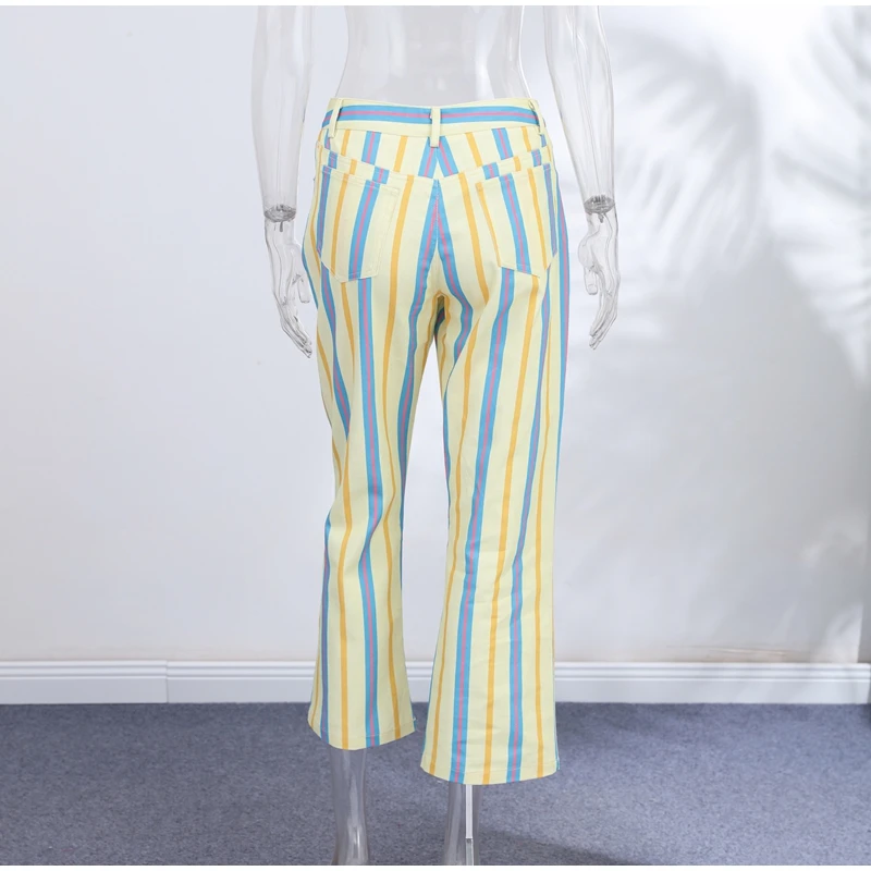 Vintage Stripe Women's Pants Casual Y2k Red Loose Sickle‑shaped Trousers Lady New Street Spring Summer Clothing 2026