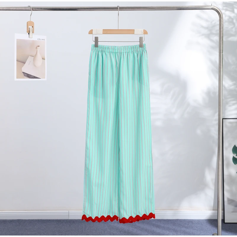 Striped Women Pants Vertical Striped Wide Leg Pants Elastic Waist Casual Pants Draped Straight Leg Pants Daily Fashion Outfit
