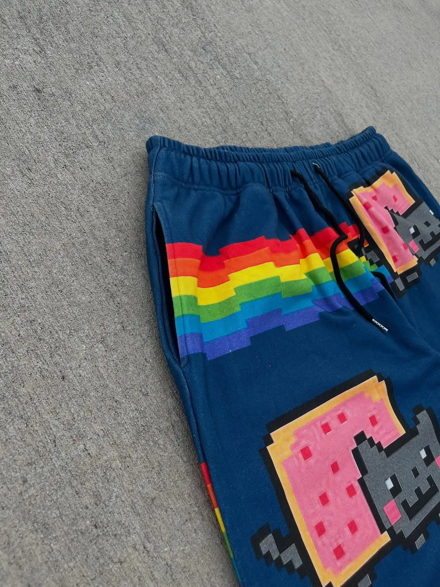 Hip Hop Cartoon Cat Pink Men Women Casual Pants Y2k Harajuku Loose Drawstring Jogging Pants Family Trousers Street Sweatpants