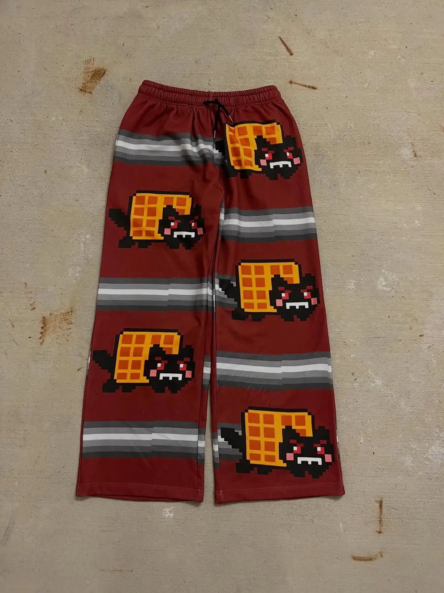 Hip Hop Cartoon Cat Pink Men Women Casual Pants Y2k Harajuku Loose Drawstring Jogging Pants Family Trousers Street Sweatpants