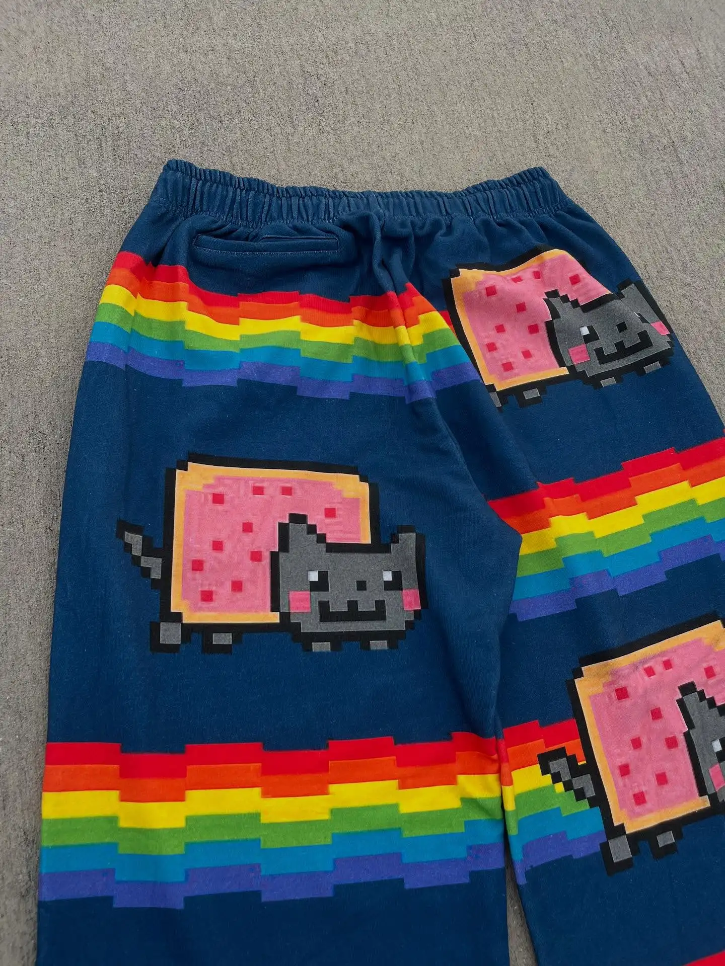 Hip Hop Cartoon Cat Pink Men Women Casual Pants Y2k Harajuku Loose Drawstring Jogging Pants Family Trousers Street Sweatpants