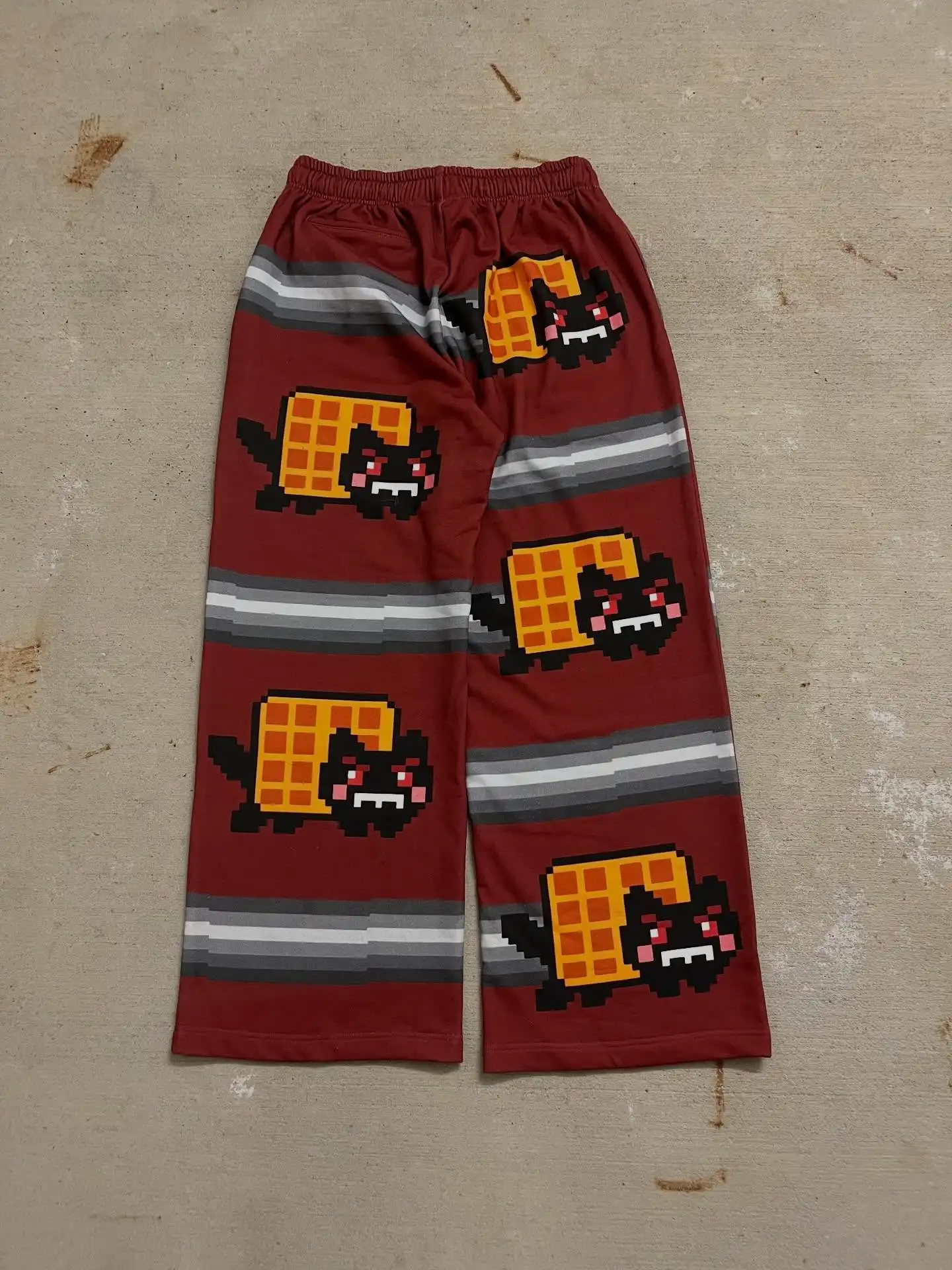 Hip Hop Cartoon Cat Pink Men Women Casual Pants Y2k Harajuku Loose Drawstring Jogging Pants Family Trousers Street Sweatpants