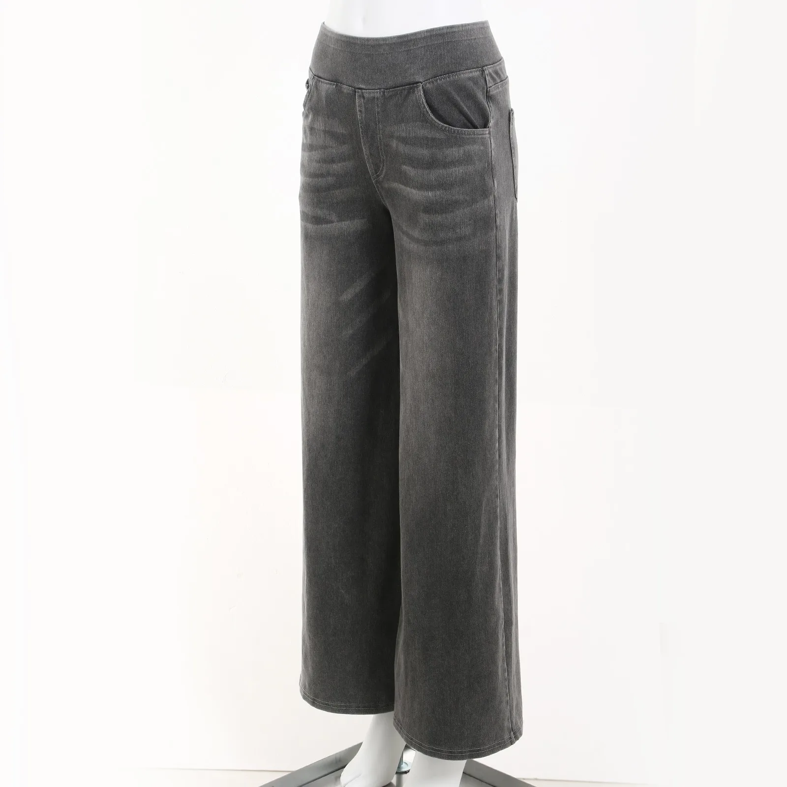 Casual Baggy Jeans Women's Elastic Waistband Wide Leg Jeans Elegant Slim Fit Denim Trousers American Retro Denim Palazzo Pants