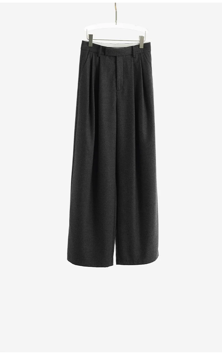 Naples Wide-Leg Pants Women's Wool Trousers Casual Suit Pants 2026 Spring and Autumn New Style