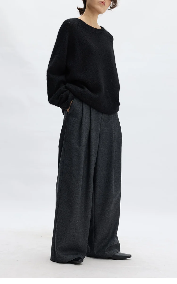 Naples Wide-Leg Pants Women's Wool Trousers Casual Suit Pants 2026 Spring and Autumn New Style
