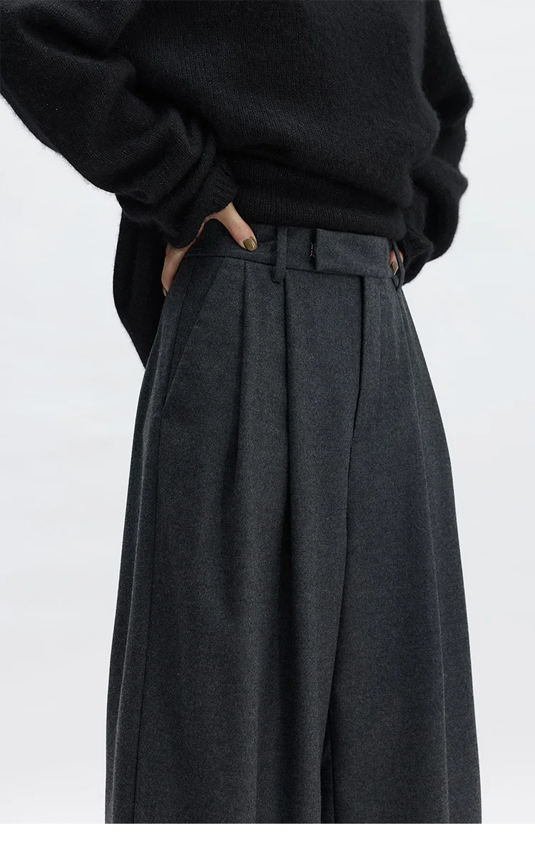 Naples Wide-Leg Pants Women's Wool Trousers Casual Suit Pants 2026 Spring and Autumn New Style