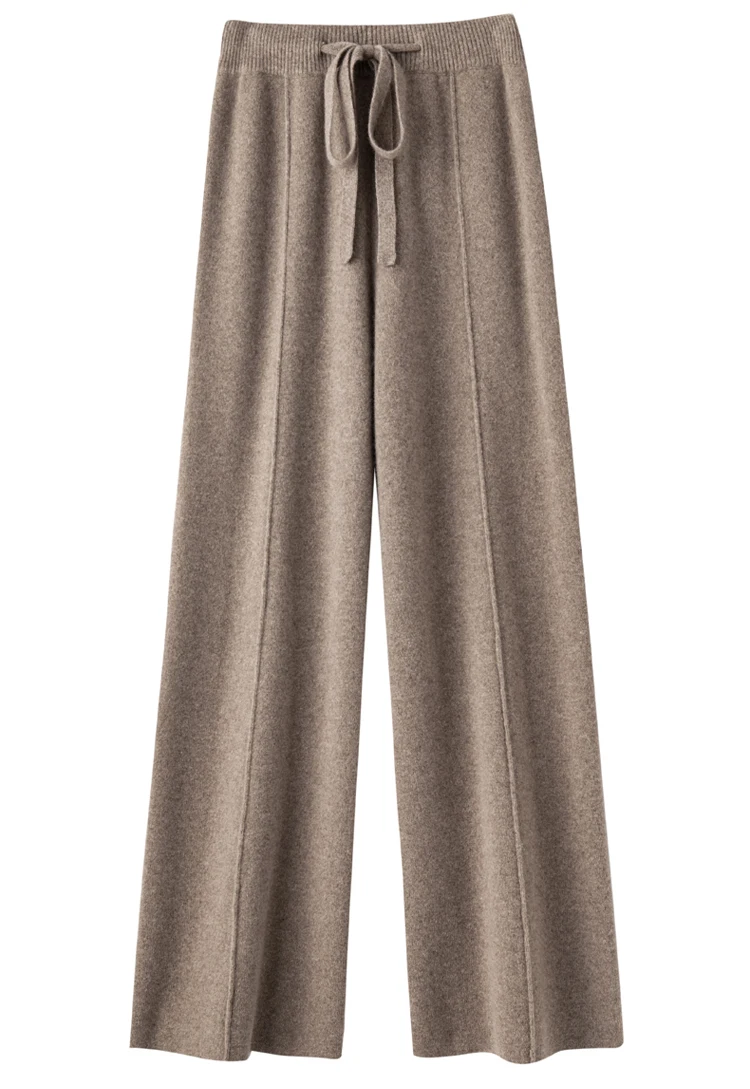 Women's Cashmere Pants 100% Merino Wool Broadfoot Pants Women's Knit Loose Knit Pants Fall/Winter 2024 Women's Thick Pants