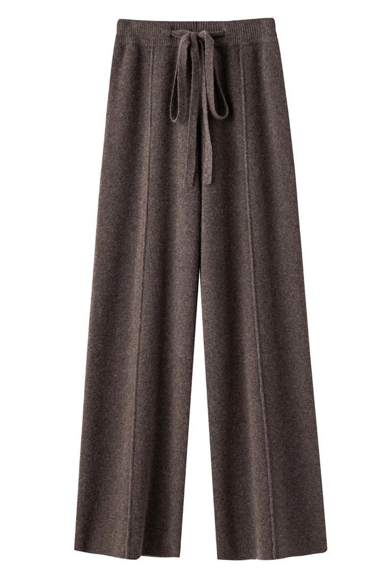 Women's Cashmere Pants 100% Merino Wool Broadfoot Pants Women's Knit Loose Knit Pants Fall/Winter 2024 Women's Thick Pants