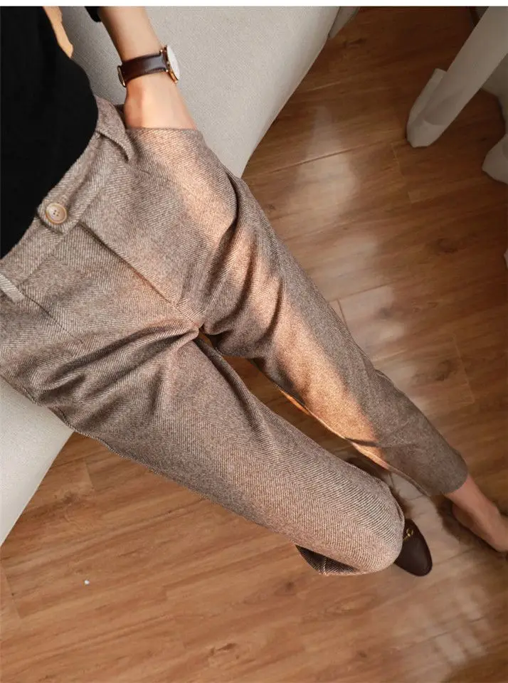 High Waist Women Suit Pants Office Ladies Harem Pencil Pants Korean Fashion Trousers Casual Button Loose Female Khaki Pants New
