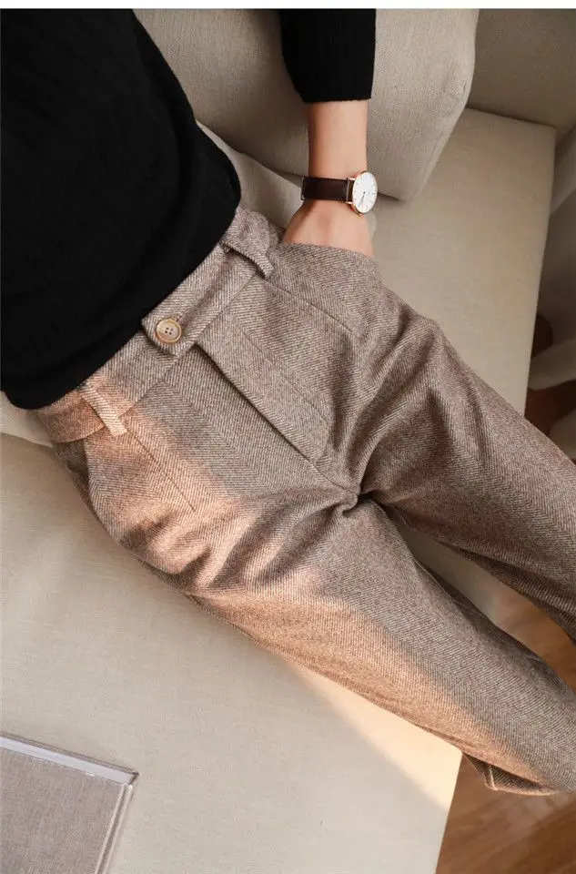 High Waist Women Suit Pants Office Ladies Harem Pencil Pants Korean Fashion Trousers Casual Button Loose Female Khaki Pants New