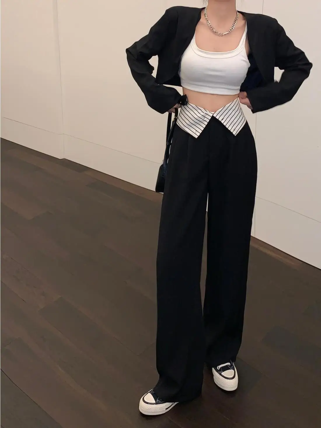 High Waisted Black Pants, Women's Autumn New Style, Hanging Floor Pants, Casual Loose Wide Leg Pants