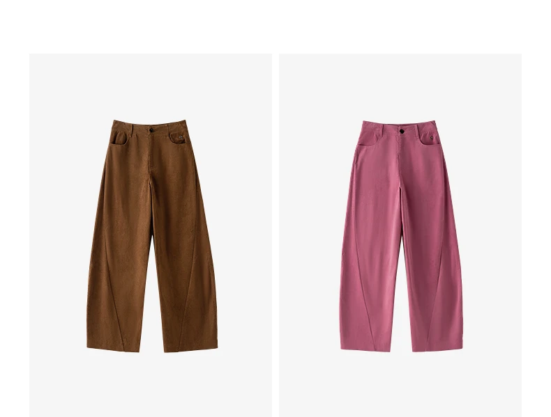 TOYOUTH Women's Corduroy Curved Pants 2026 Fall New High Waist Loose Leg Lengthening Vintage Urban Nomad