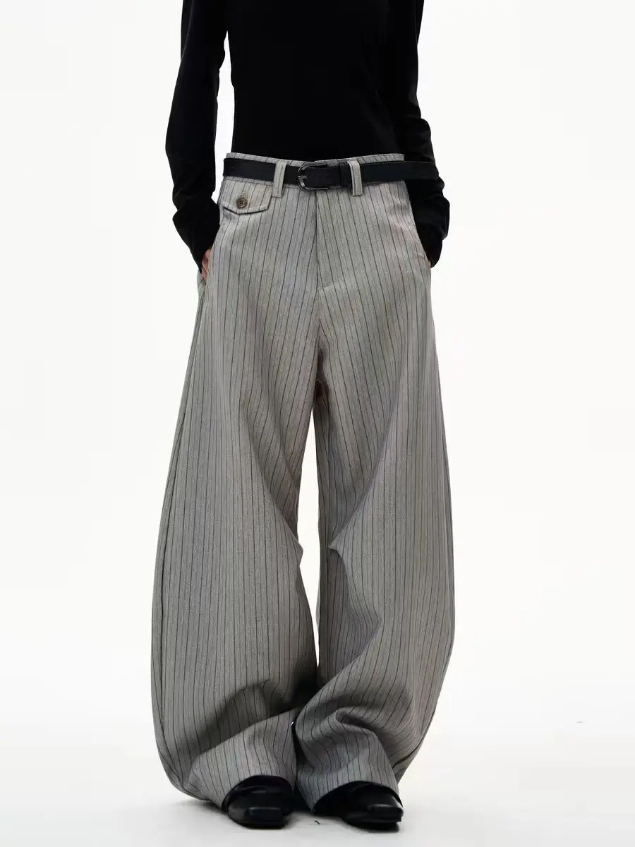 Women's Vertical Striped Commuter Style Pants Summer Vintage Trousers Cool Girl High Waisted Bottoms Female Unisex Sweatpants