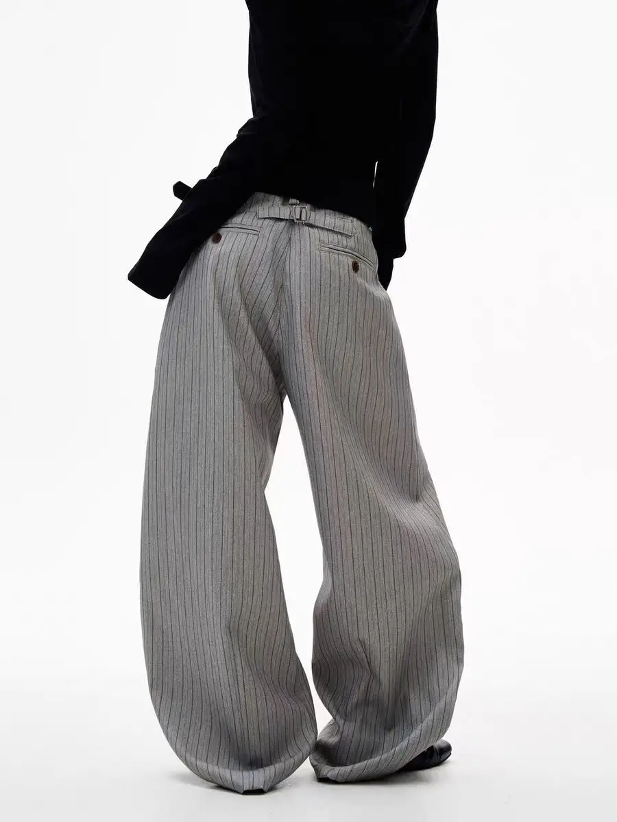 Women's Vertical Striped Commuter Style Pants Summer Vintage Trousers Cool Girl High Waisted Bottoms Female Unisex Sweatpants