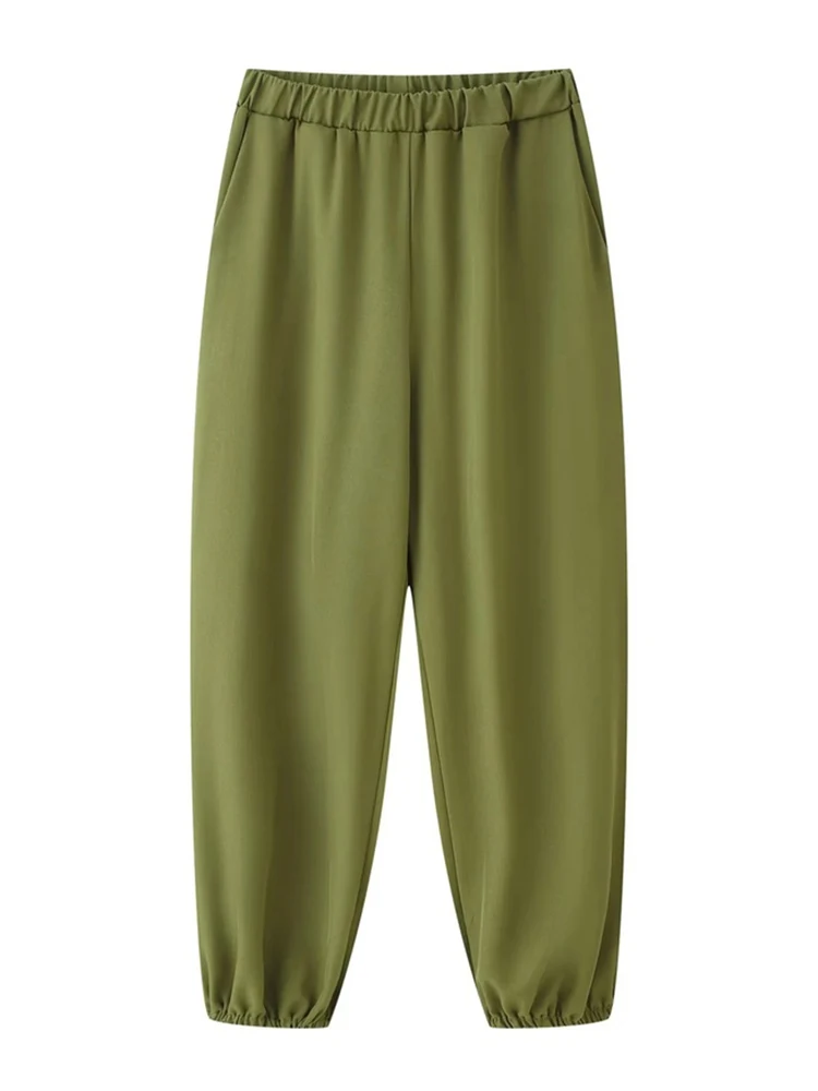 AACHOAE Women's Elastic Waist Tapered Suit Pants High Waist Jogger Office Casual Loose Fit Ankle Cuff Straight Leg Trousers