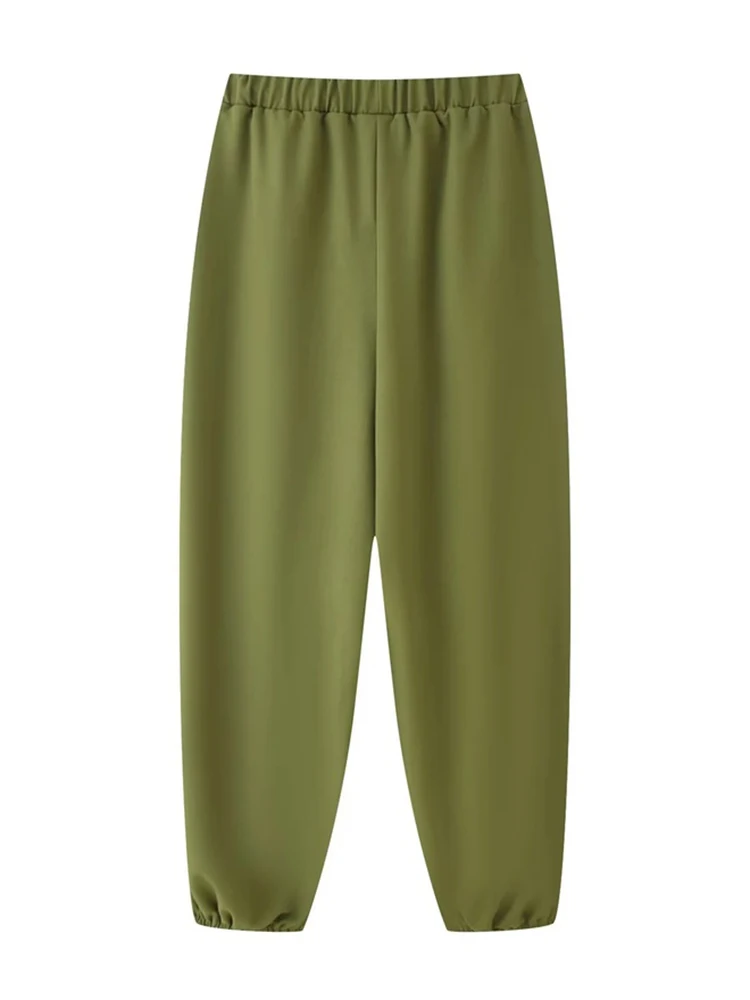 AACHOAE Women's Elastic Waist Tapered Suit Pants High Waist Jogger Office Casual Loose Fit Ankle Cuff Straight Leg Trousers