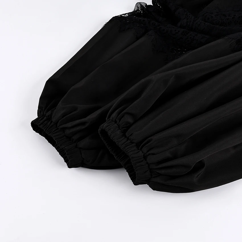 Linad Elegant Black Embroidery Bloomers For Women Sexy Hollow Out Long Pants Street Chic Pleated Elastic Waist Trousers 2025