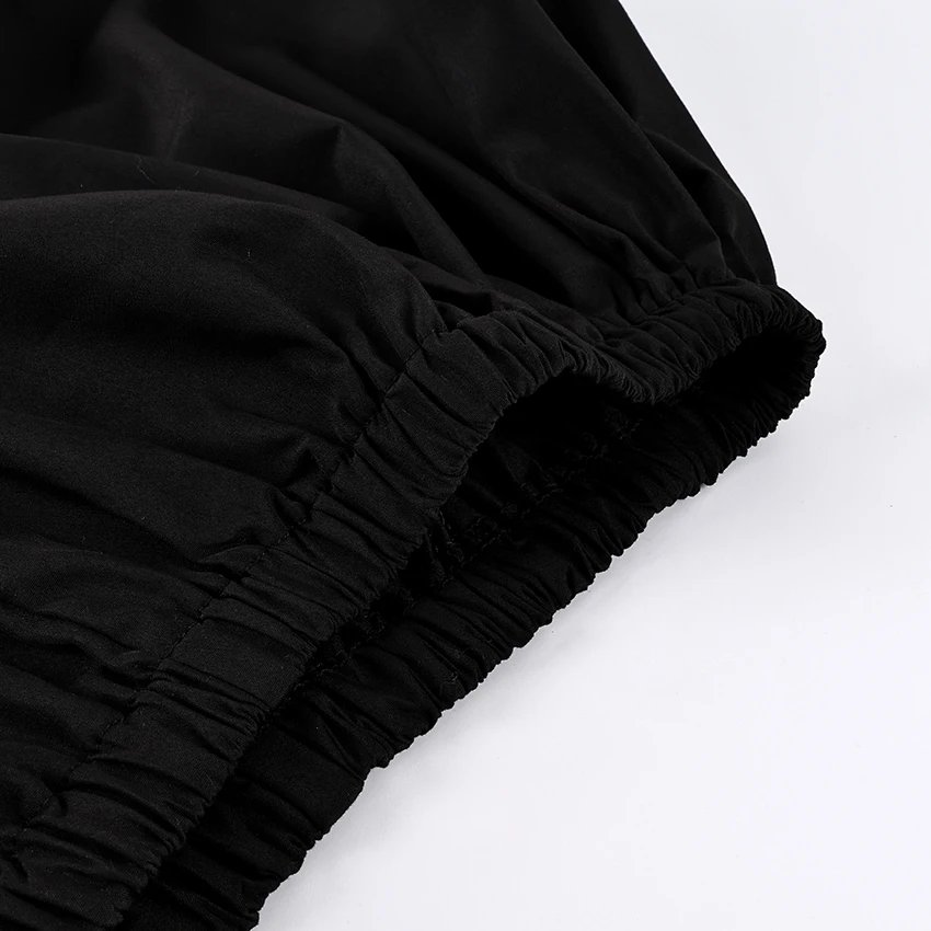 Linad Elegant Black Embroidery Bloomers For Women Sexy Hollow Out Long Pants Street Chic Pleated Elastic Waist Trousers 2025