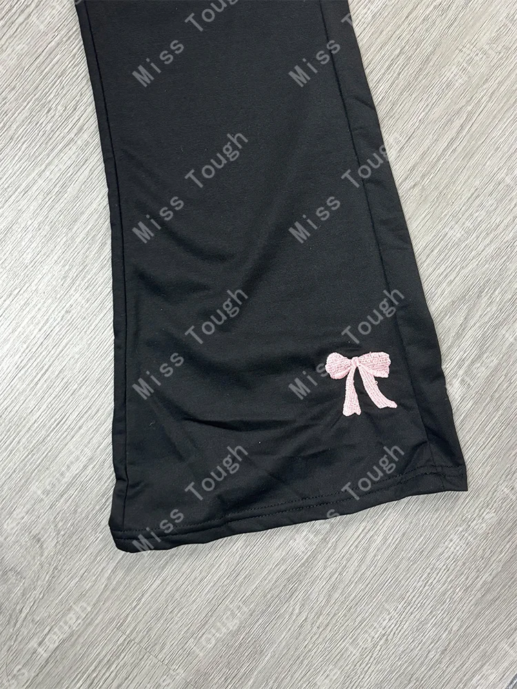 Japanese Kawaii Flare Long Pants Women Sweet High Waist Fashion Pantalon Femme Cute Cat Embroidery Slim Fit Trousers New Bottoms