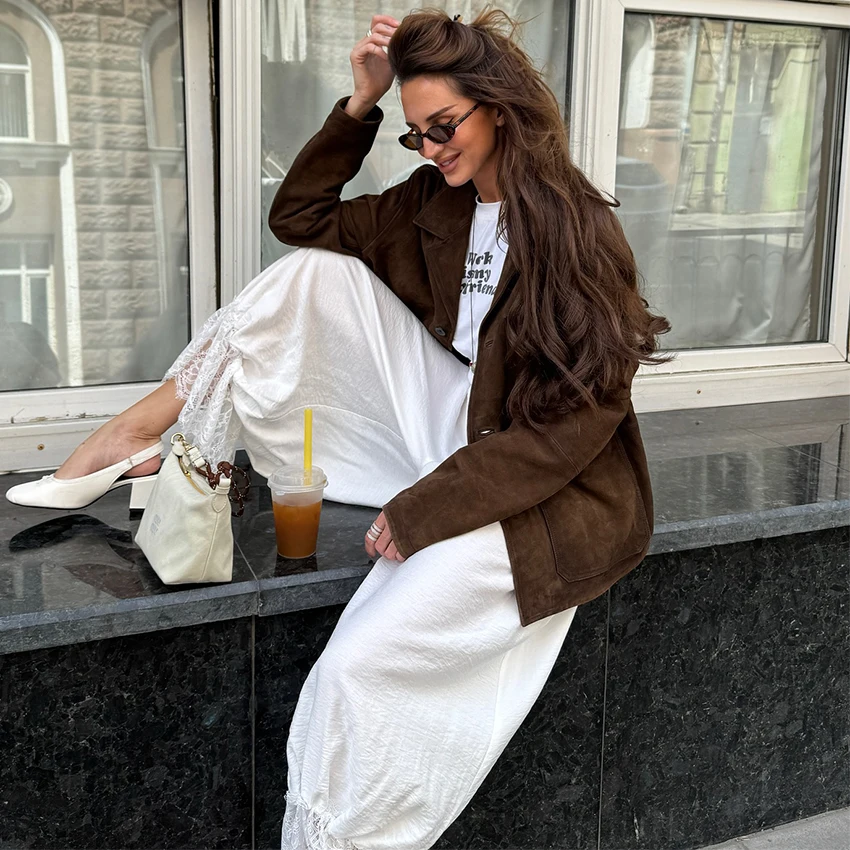 Linad Vintage Loose Lace Pencil Pants For Women White Elegant Elastic Waist Trousers Street Chic Ankle Length Pants 2025 Summer