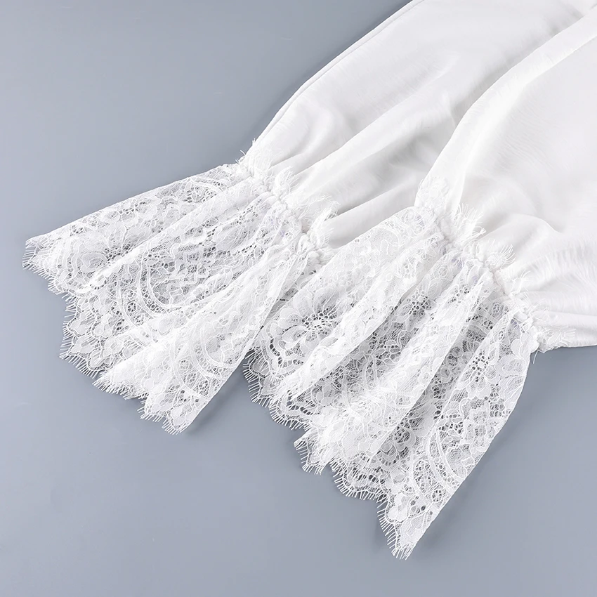 Linad Vintage Loose Lace Pencil Pants For Women White Elegant Elastic Waist Trousers Street Chic Ankle Length Pants 2025 Summer