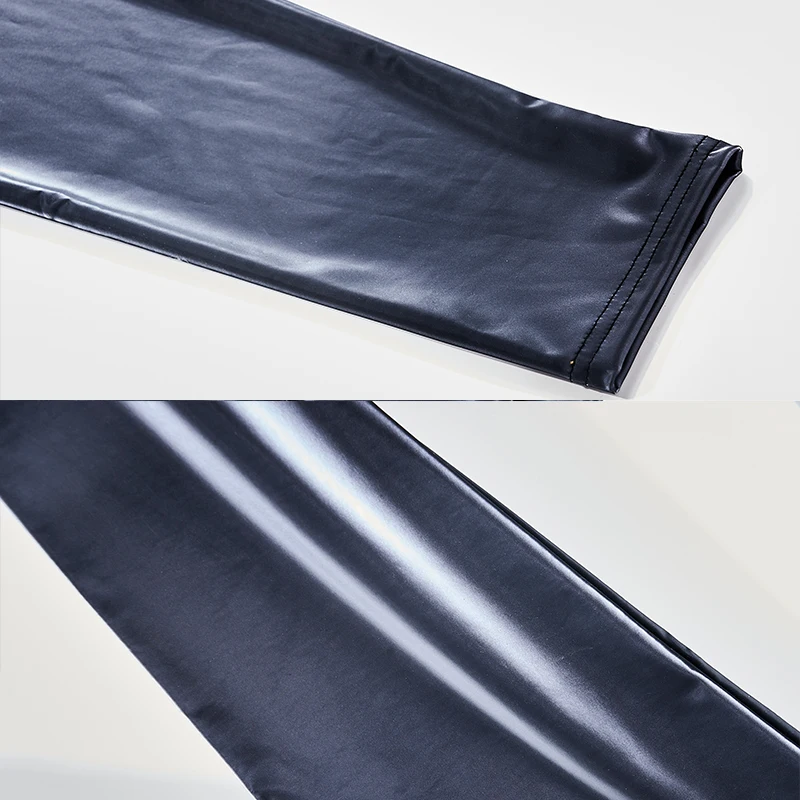 Silver Gray Luster Shiny Elasticity Printing Sports Yoga Leggings Women Sexy Slim Elastic Bodycon Luster Leather Pants Nightclub