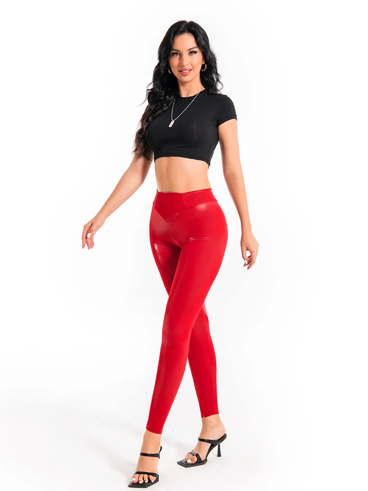 Silver Gray Luster Shiny Elasticity Printing Sports Yoga Leggings Women Sexy Slim Elastic Bodycon Luster Leather Pants Nightclub