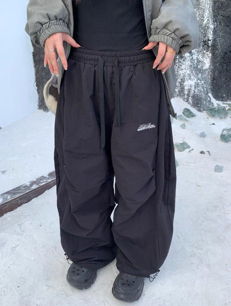 Lucyever American Vintage Y2K Wide Leg Trousers Women Winter Thicken Plus Velvet Warm Pants Female High Waist Baggy Sweatpants