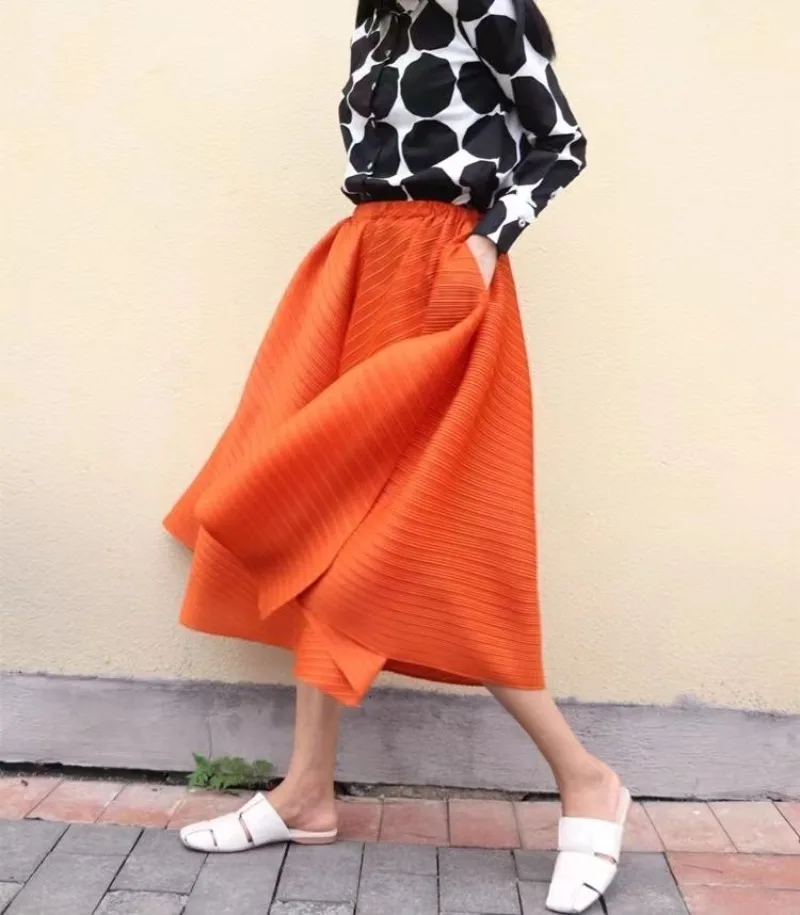 Miyake Style Pleated Culottes Irregular Skirt Pants Women Hemlines Umbrella-shaped Loose Wide-leg Pants Summer Casual Pantalos