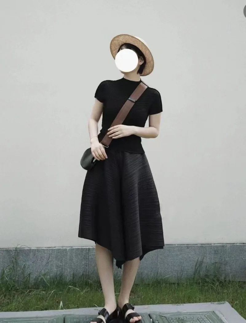 Miyake Style Pleated Culottes Irregular Skirt Pants Women Hemlines Umbrella-shaped Loose Wide-leg Pants Summer Casual Pantalos