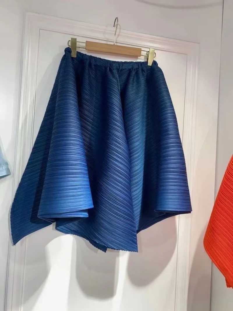 Miyake Style Pleated Culottes Irregular Skirt Pants Women Hemlines Umbrella-shaped Loose Wide-leg Pants Summer Casual Pantalos