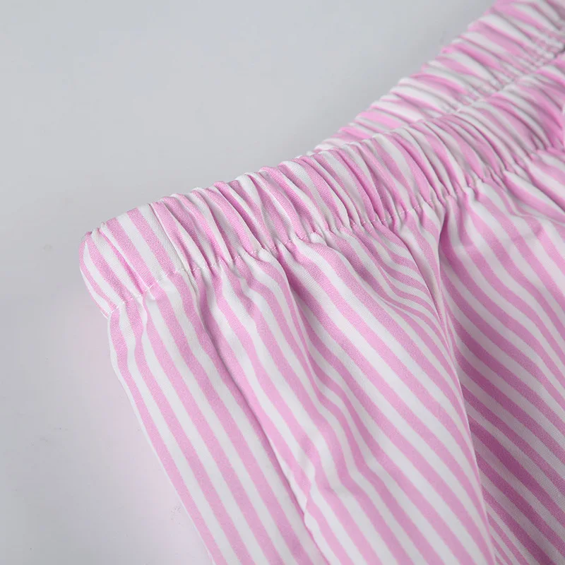 Streetwear Striped Print Loose Trousers Lace-up Joggers Fashion Y2K Baggy Pants Basic Aesthetic 90s Cute Bottoms