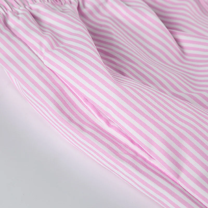 Streetwear Striped Print Loose Trousers Lace-up Joggers Fashion Y2K Baggy Pants Basic Aesthetic 90s Cute Bottoms