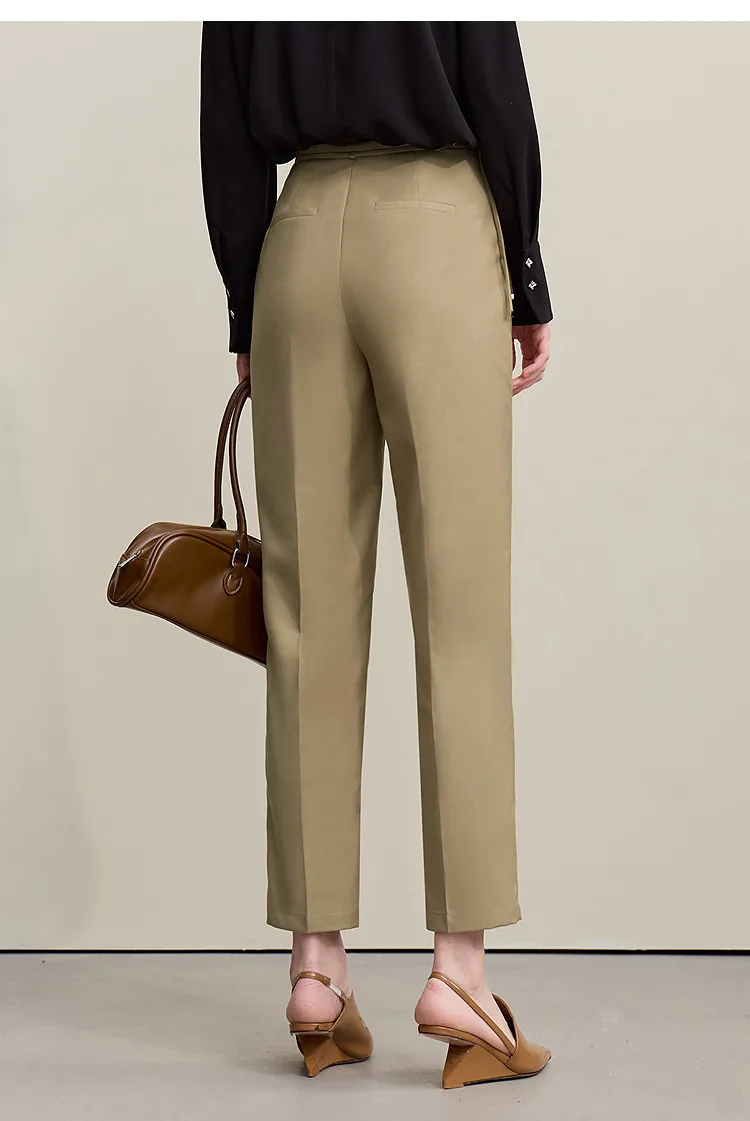 Amii Women's Nine-point Pants 2026 Autumn New Commuter Thin Belt Solid Color Pants Casual Versatile Trousers For Woman 12621059