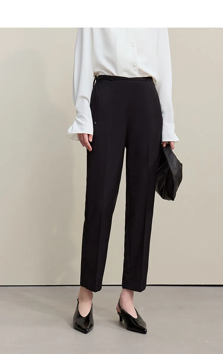 Amii Women's Nine-point Pants 2026 Autumn New Commuter Thin Belt Solid Color Pants Casual Versatile Trousers For Woman 12621059