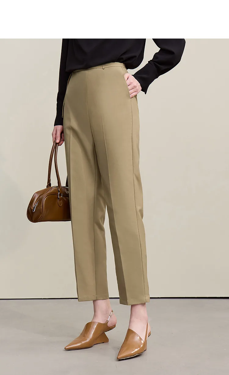 Amii Women's Nine-point Pants 2026 Autumn New Commuter Thin Belt Solid Color Pants Casual Versatile Trousers For Woman 12621059
