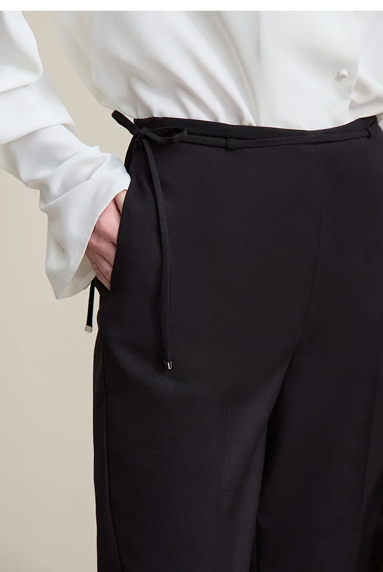 Amii Women's Nine-point Pants 2026 Autumn New Commuter Thin Belt Solid Color Pants Casual Versatile Trousers For Woman 12621059