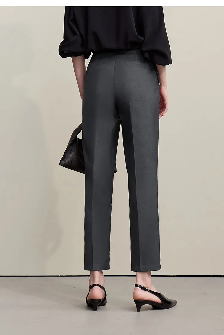 Amii Women's Nine-point Pants 2026 Autumn New Commuter Thin Belt Solid Color Pants Casual Versatile Trousers For Woman 12621059