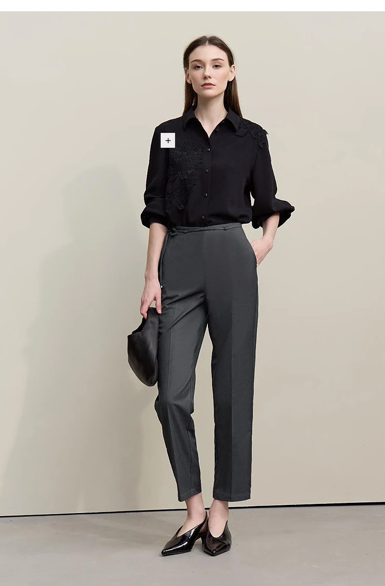 Amii Women's Nine-point Pants 2026 Autumn New Commuter Thin Belt Solid Color Pants Casual Versatile Trousers For Woman 12621059