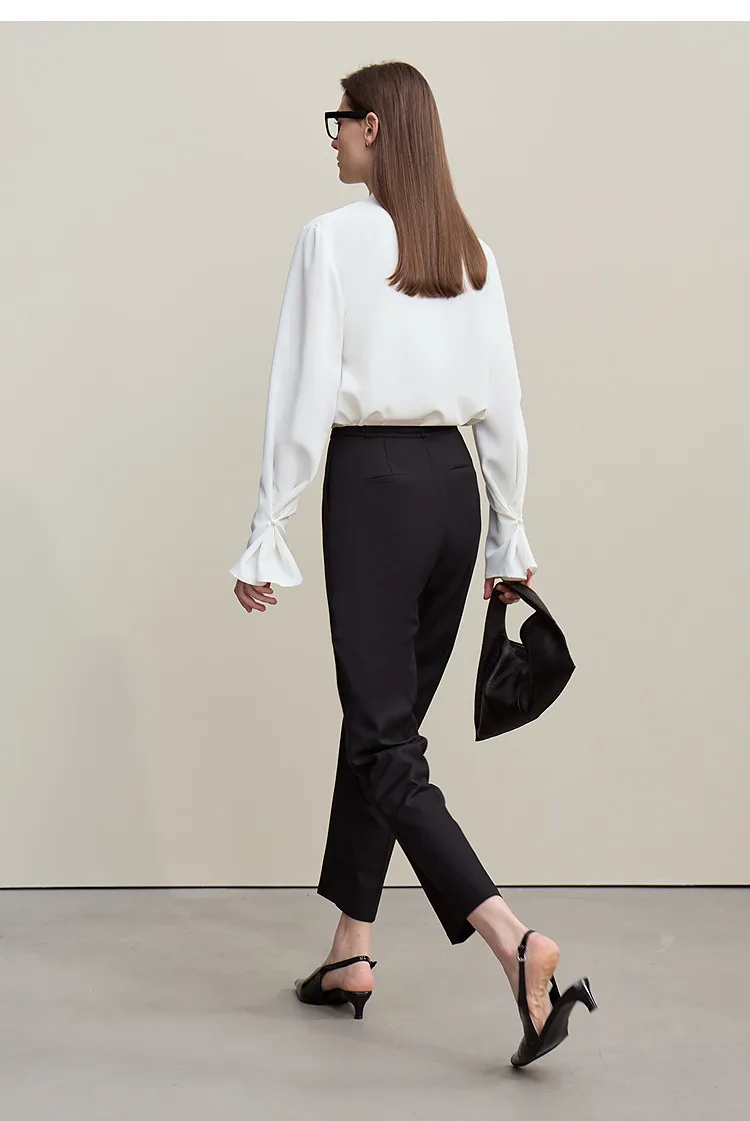 Amii Women's Nine-point Pants 2026 Autumn New Commuter Thin Belt Solid Color Pants Casual Versatile Trousers For Woman 12621059